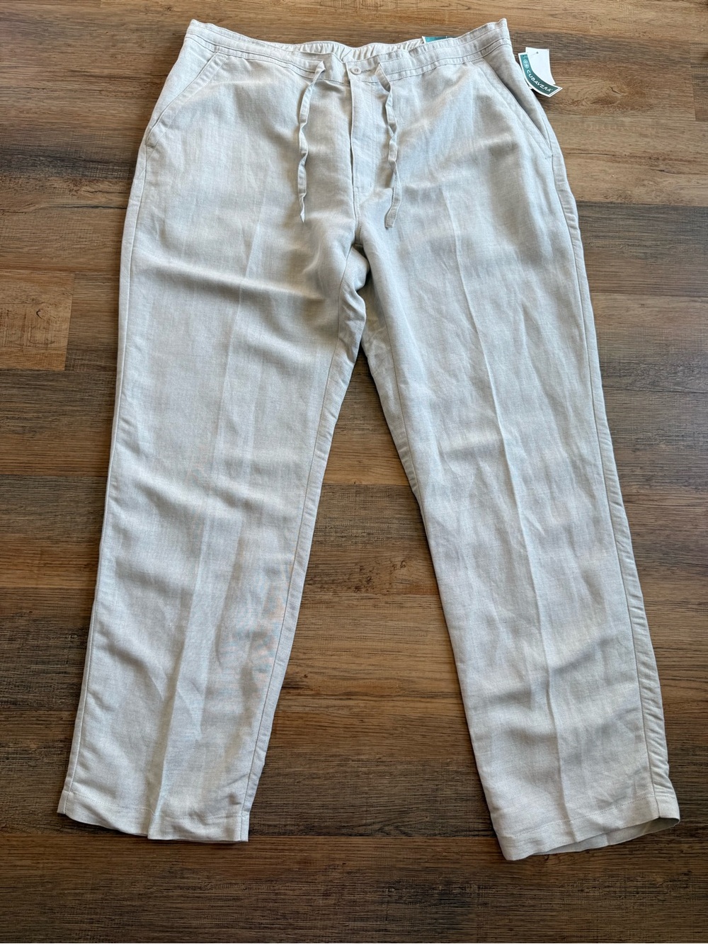 Cubavera Light Beige Linen-Blend Drawstring Pants Size XL